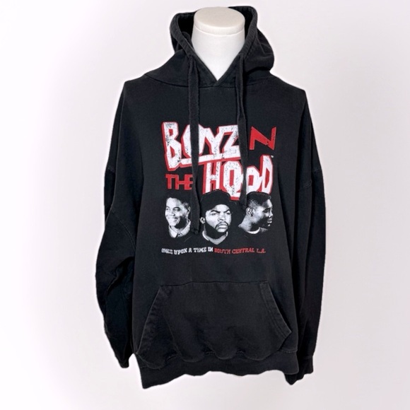 Vintage 90s Boyz N The Hood Men’s 2XL Black Graphic Hoodie | Pullover - Picture 2 of 5